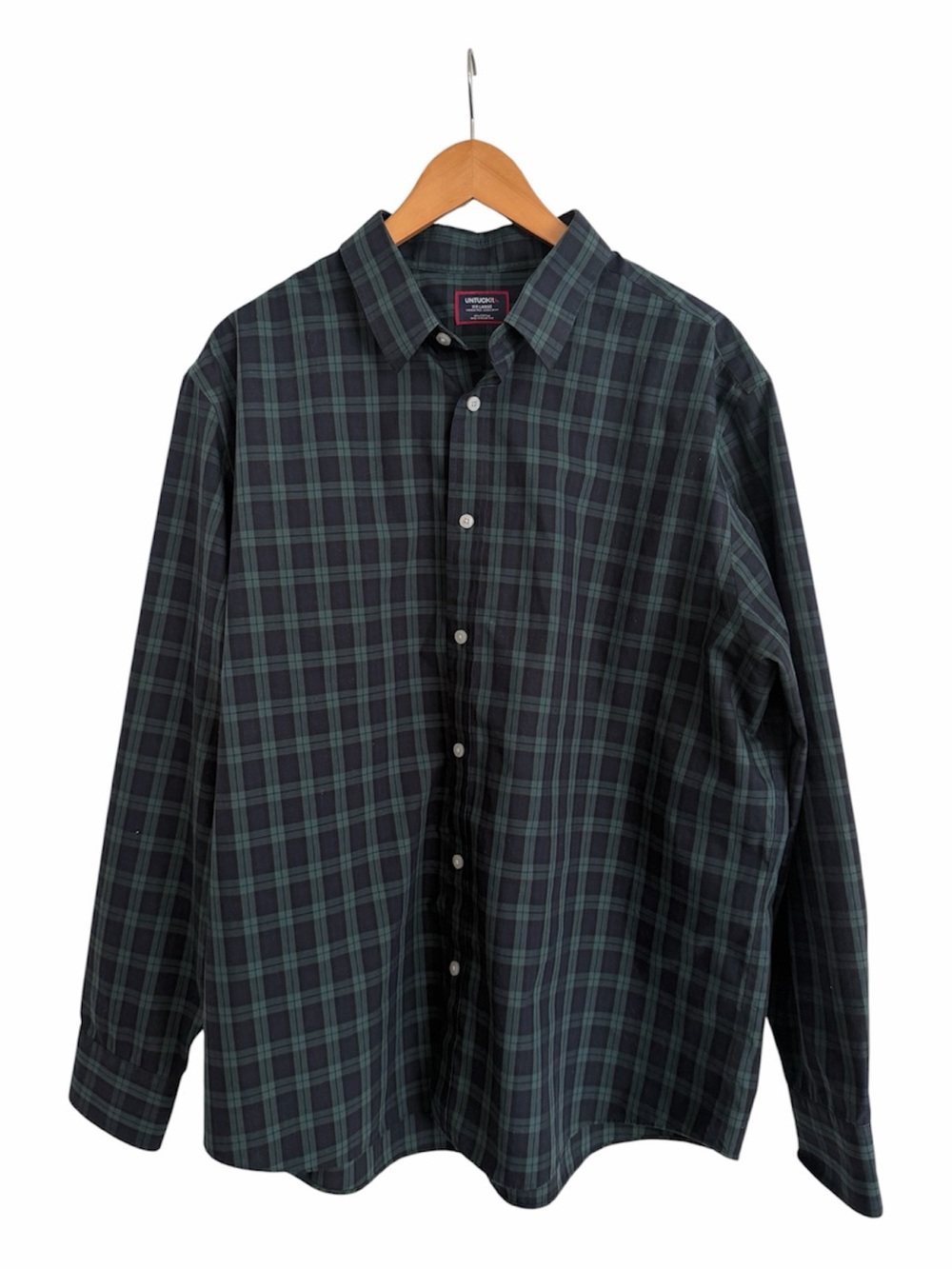 UNTUCKit Men’s Navy & Green Plaid Button-Down Shirt